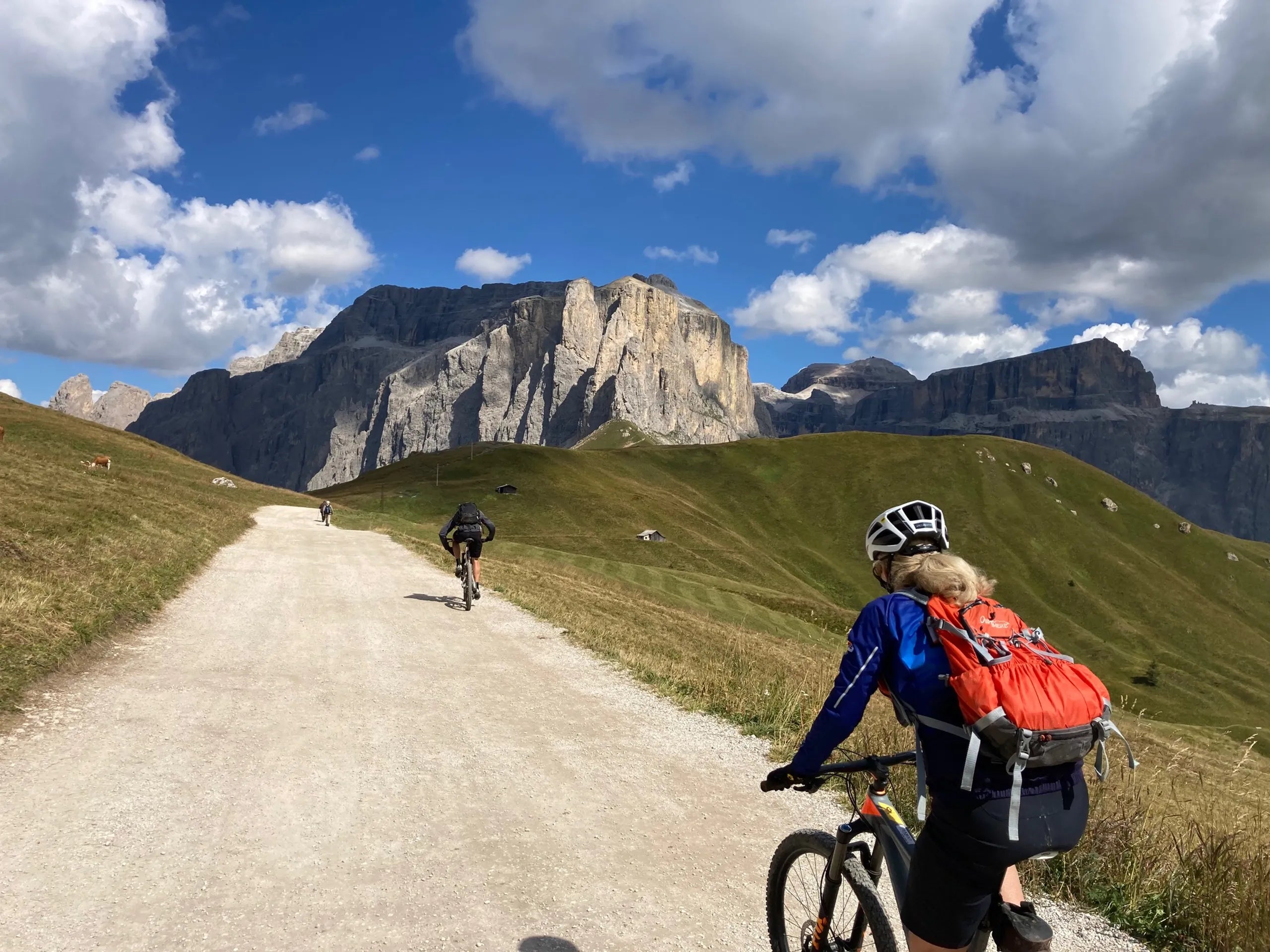 Mountain bikers wearing OutThere backpacks