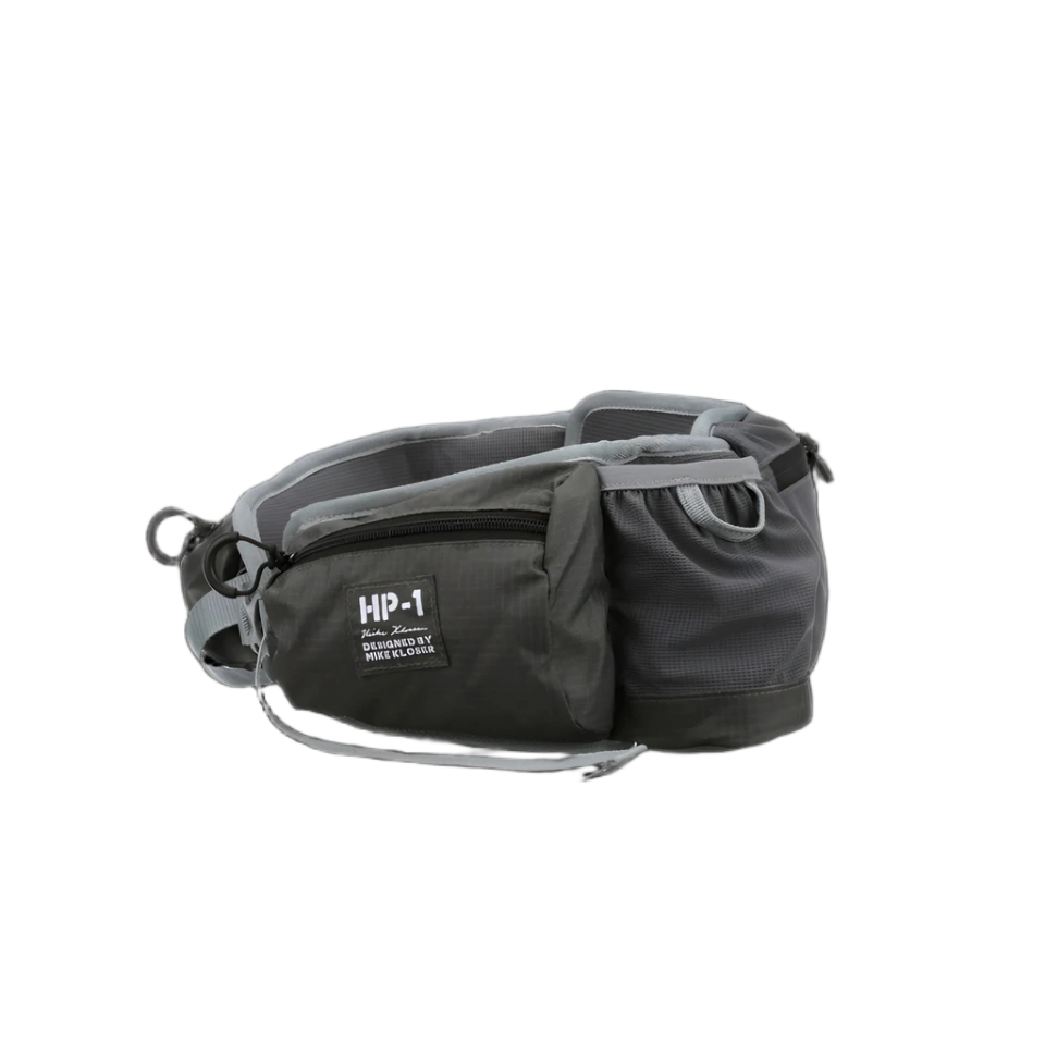 Gray waist bag with 'HP-1' branding on a white background